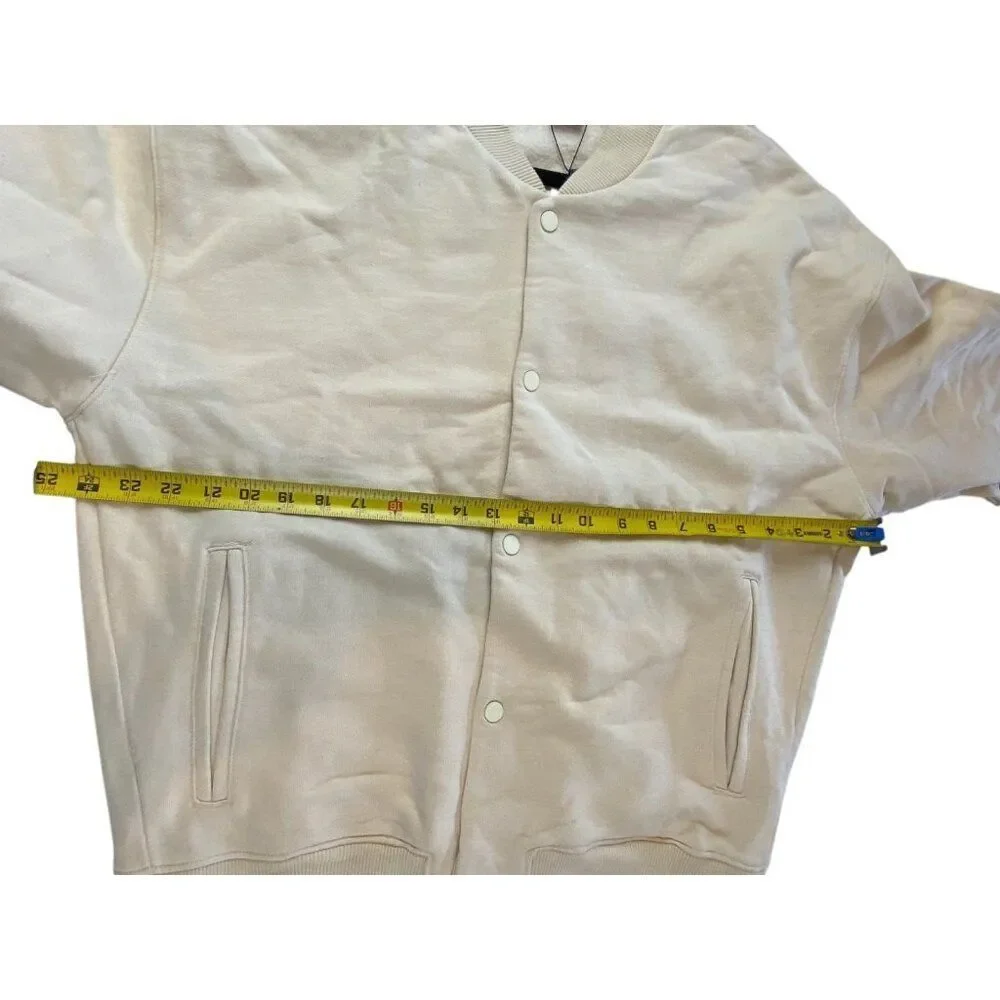 Zara Mens Bomber Jacket L Beige Tan Cotton Stretch Snap Button 3854/338 NWT - Picture 6 of 8
